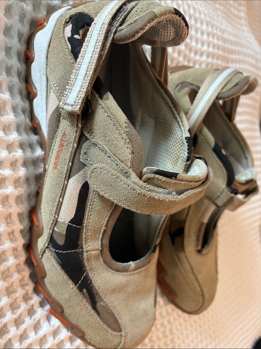 Mephisto Women's Suede Camo Mary-Jane Athletic Shoe - Tan, Black & Orange